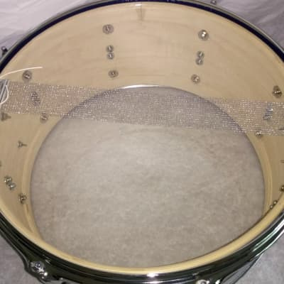 Snare Drum 14 x 6.5" with rings - 60's brass badge Blue White Natural Burst image 9