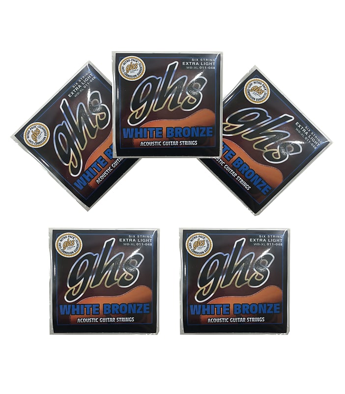 GHS Guitar Strings 5 Pack Acoustic White Bronze Extra Light 11 48