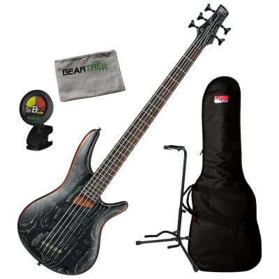 Ibanez SR675 SKF 5-Str Silver Wave Black Bass Guitar w/Bag