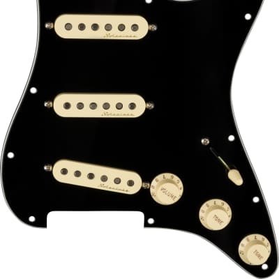 Fender Pre-Wired Strat Pickguard, Vintage Noiseless SSS, Black 11 Hole PG image 5