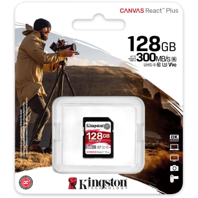 Kingston 128 GB Canvas React Plus UHS-II U3 V90 SDHC Full HD/4K/8K image 4