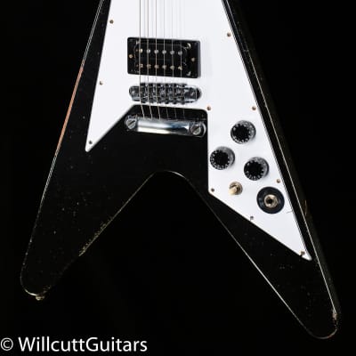 Gibson Custom Shop Kirk Hammett 1979 Flying V Ebony Murphy Lab Replica Aged Chrome Ebony (021) image 1