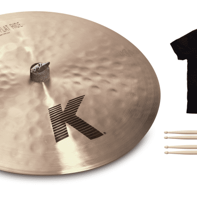 Zildjian 20" K Flat Light Ride Cymbal Bundle Pack +T-Shirt & Sticks | Worldship! | Authorized Dealer image 1