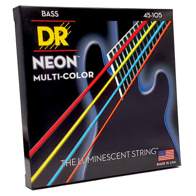 DR Strings Hi-Def Neon Multi-Color Colored Bass Strings: Medium 45-105 image 3