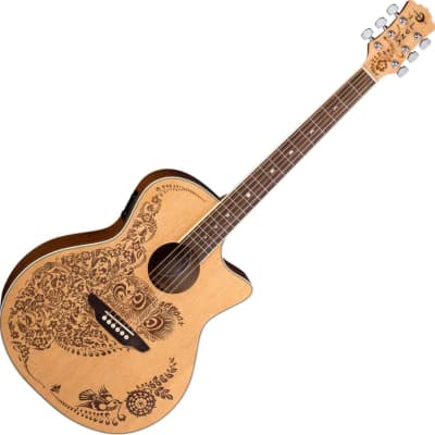 Luna Henna Oasis Select Spruce Acoustic-Electric Guitar, Natural image 2