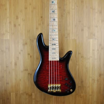 Fodera Emperor Bolt-on Custom 5 String Bass  Red Transparent image 2