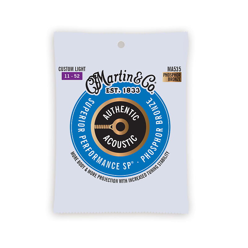 Martin MA535 SP Phosphor Bronze Authentic Acoustic Guitar Strings Extra Light image 1
