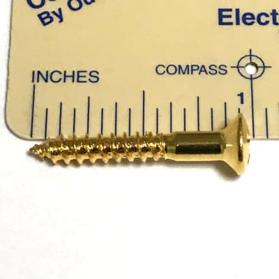 Guitar Strap Button Screws Gold 4pc - #6 x 1" image 3