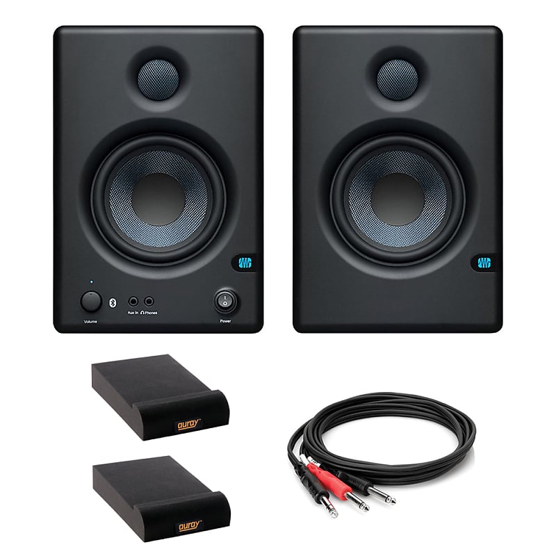 PreSonus ERIS BT 4.5 Bluetooth Media Monitors (Pair) with 2x Isolation Pad (Small) & 3.3' Stereo Male Y-Cable Bundle image 1