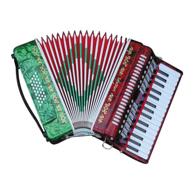 SofiaMari SM-3232 32 Piano 32 Bass Accordion Regular Red and Green Pearl image 3