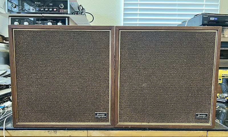 Pair Of Vintage Wharfedale Model W35 Quadraphonic Loudspeakers; Tested (SEE VIDEO)  			