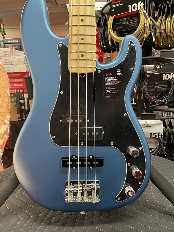 Fender American Performer Precision Bass®, Maple Fingerboard, Satin Lake Placid Blue image 1