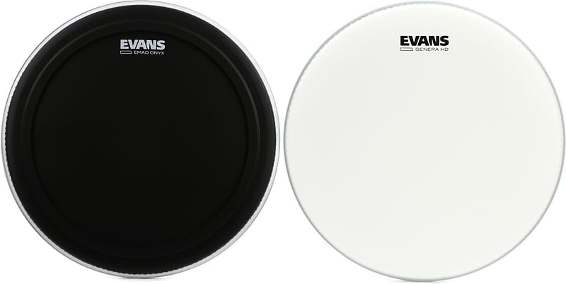 Evans EMAD Onyx Series Bass Drumhead - 18 inch + Evans Genera HD Coated Head - 14 inch Bundle image 1