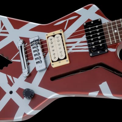 EVH #5107922305 - Striped Series Shark, Burgundy with Silver Stripes with Matching Gig Bag for sale