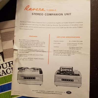 Revere T-2200-C EL84 8 Watt Mono Tube Amp, alnico speaker, and cabinet:  Stereo Companion 1961 - Beige plastic and silver image 11