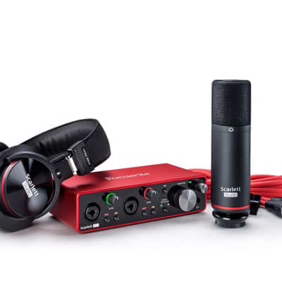 Focusrite Scarlett 2i2 USB Audio Interface (3rd Gen) Bundle with Mackie  CR3-X Monitors (Pair) & Phone to Phone Cable