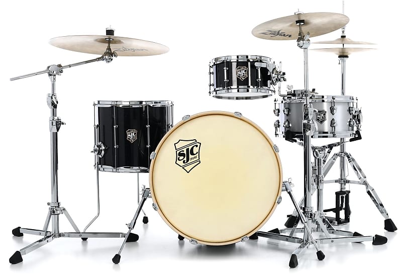 SJC Custom Drums Busker "DeVille" 3-piece Shell Pack - Black Sparkle Wrap image 1