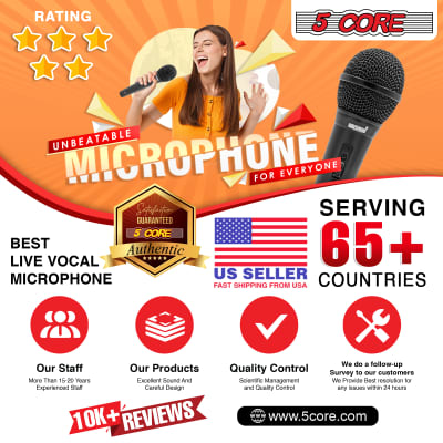 5 Core Professional Dynamic Microphone 4 Pieces Cardiod Unidirectional Handheld Mic Karaoke Singing Wired Microphones with Detachable 12ft XLR Cable, Mic Clip PM 101 BLK 4PCS image 11