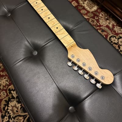 Musikraft Reverse Headstock Franky Strat Neck Hipshot Locking Tuners 2022 - Rock Maple w/ Birdseye Maple Fingerboard image 1