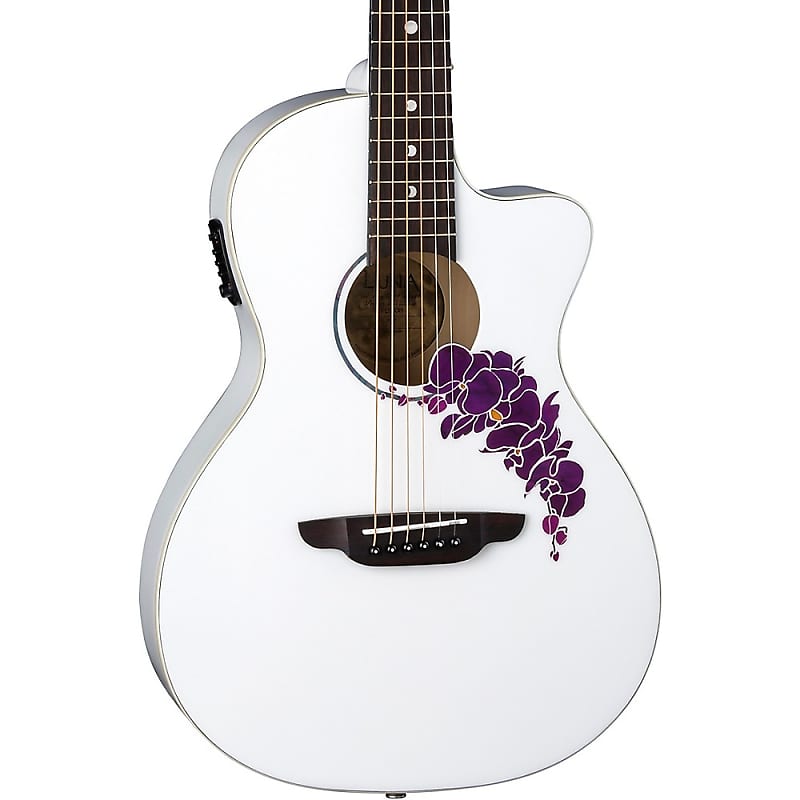 Luna FLO-OR-CWH Flora Orchid Parlor with Rosewood Fretboard Classic White image 2