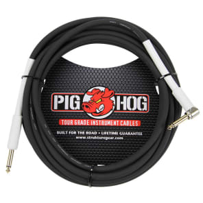 Pig Hog PH186R 1/4" TS Straight to Right-Angle Instrument/Guitar Cable