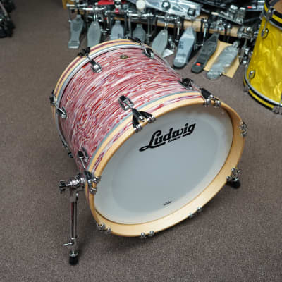 Ludwig18''USA Classic Series Pink Oyster Pearl 14 x 18" Maple Bass Drum w/ Natural Satin Maple Hoops image 1