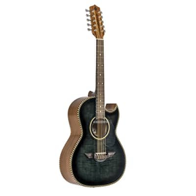 H Jimenez Bajo Quinto LBQ1EBF Black Flame Maple Acoustic