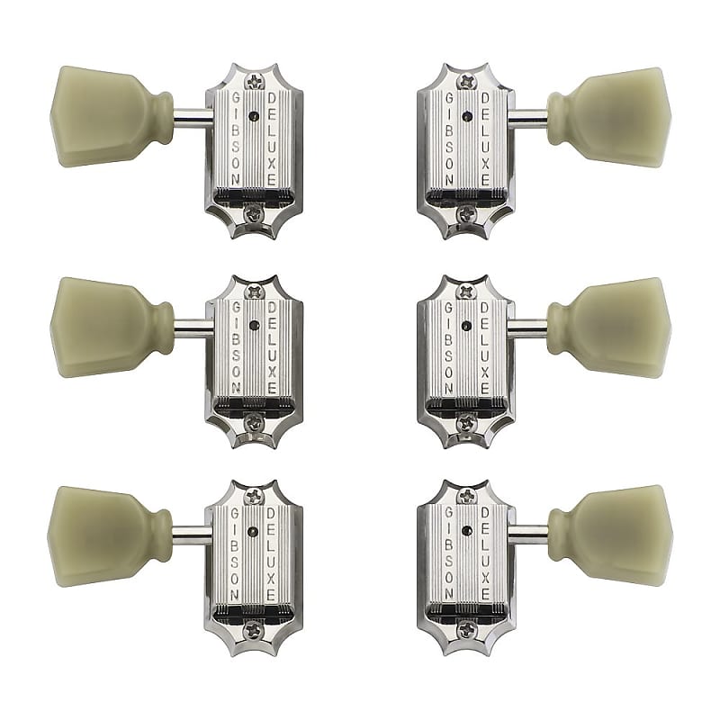 Gibson Deluxe Tuners 3 x 3 Kluson Style with Bolt Bushing (Nickel, Green Key) image 1
