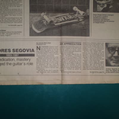 Andres Segovia  Death Newspaper Article June 4 , 1987 image 2