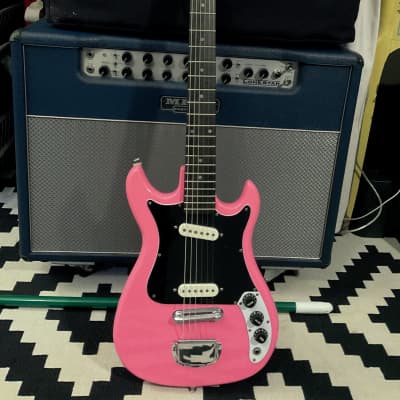 Killer 1970s Cort “Slammer” Mini-Electric Guitar in Nu-Glo Pink - MIJ (Teisco/Harmony H804) image 2