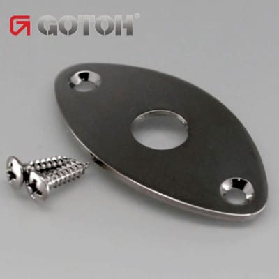 NEW Gotoh JCB-2 Oval Curved Footbal Style Jack Plate for Guitar - COSMO BLACK