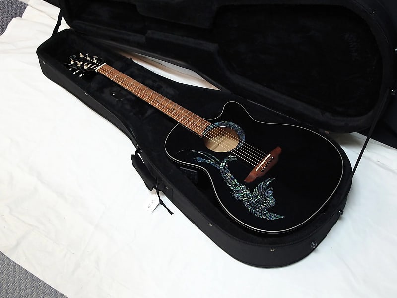 LUNA Fauna Phoenix cutaway acoustic electric Guitar NEW Classic Black w/ Light CASE image 1