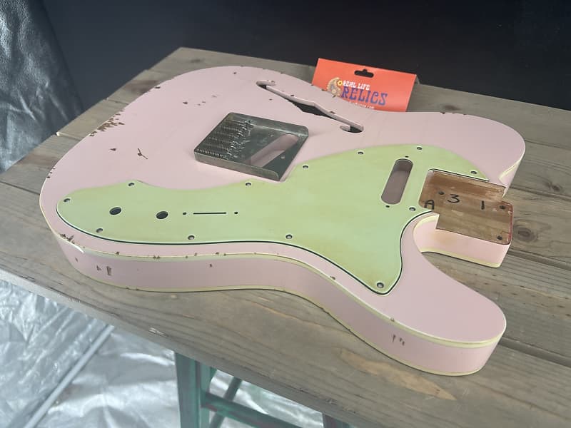 Real Life Relics Nitro 69 Thinline Tele® Telecaster® Body Double Bound Aged Shell Pink image 1