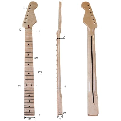 (Shipping From China, DHL 5-7 Days Delivery)  ST Tiger Pattern Natural Color Neck 22 Pin 6 String Canadian Maple Electric Guitar Neck image 3