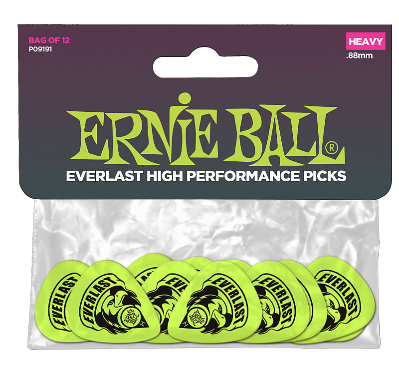 Ernie Ball P09191 Everlast Heavy Guitar Picks - Bag of 12 Green image 1