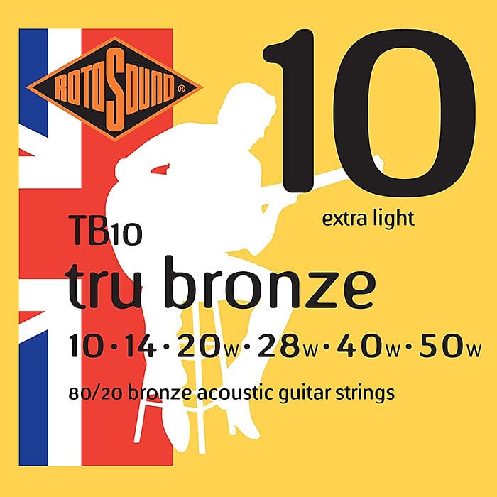 Rotosound TB10 Tru Bronze Acoustic, Extra Light, 10-50 image 1