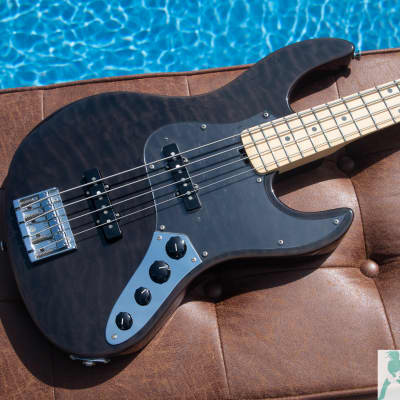 2013 Edwards by ESP E-AM-128QM - 4 String Bass - Monster Quilt! See Thru Black Finish - Custom Shop - Made In Japan (E-AM-150QM) image 12