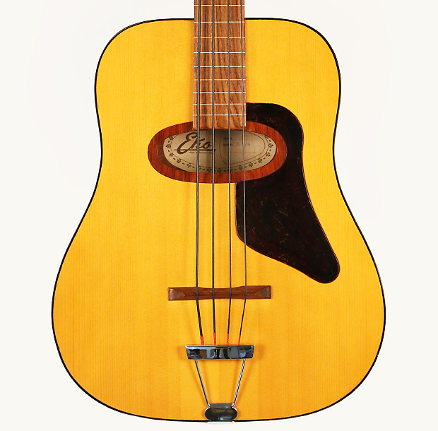1980 EKO BA 4 Acoustic Fretless Bass Guitar Vintage Hofner Hagstrom