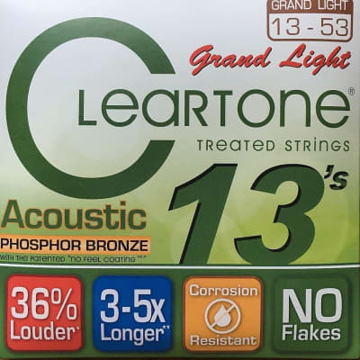 Cleartone 7433 Phosphor Bronze Acoustic Guitar Strings 13-53 grand lite gauge image 1