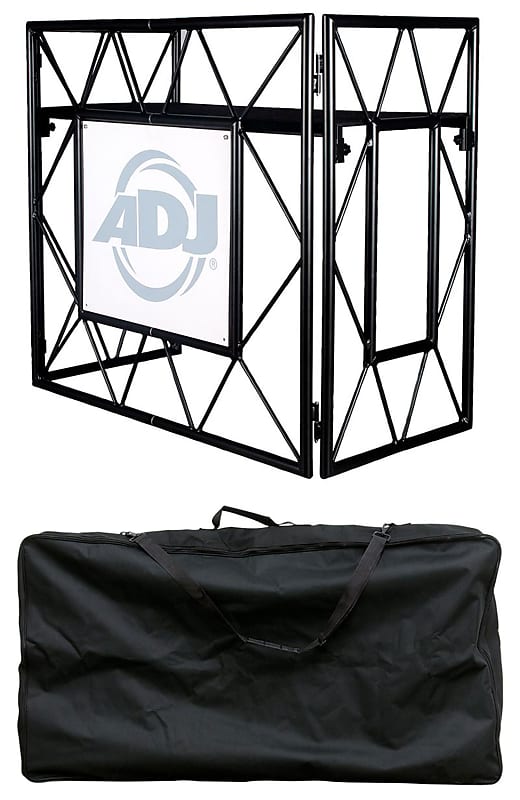 AxcessAbles DJ Booth XL Portable DJ Facade Booth Table with Black and