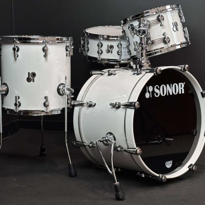 Sonor 20/12/14" 5.5x14 SQ2 Heavy Beech Drum Set - High Gloss Signal White image 2
