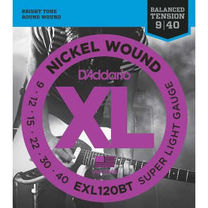 D'Addario EXL120BT Nickel Wound Electric Guitar Strings, Balanced Tension Super Light Gauge