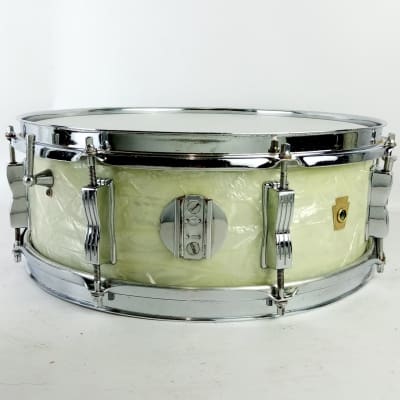 Ludwig 5x14"Jazz Festival Pre-Serial White Marine Pearl Snare Drum 60s WMP Fest image 9
