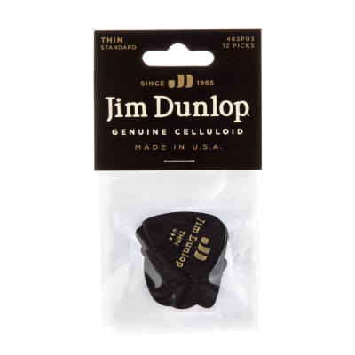 Dunlop - 12 Pack Of Thin Gauge Black Celluloid Guitar Pick! 483P03TH *Make An Offer!* for sale