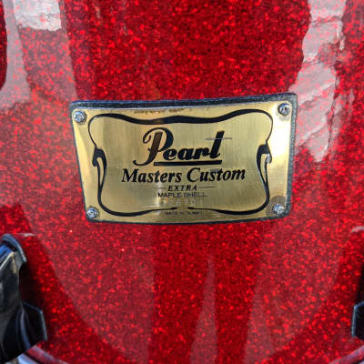 Pearl Made In Taiwan Red Sparkle Wrap 9 x 12" Masters Custom Extra Maple Shell Tom - Sounds Great! image 2