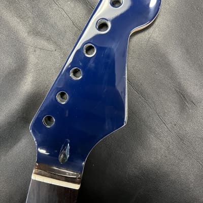 Unbranded Stratocaster Strat Replacement neck Blue Painted headstock satin 12"radius #1 image 11