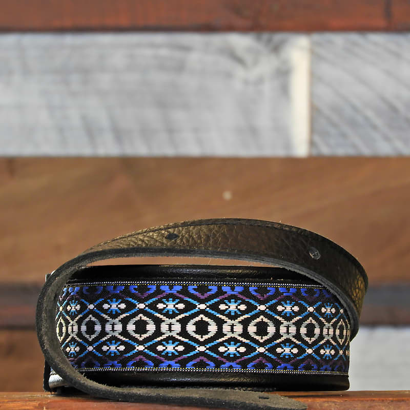 Blue guitar strap for purse and handbag with retro Style