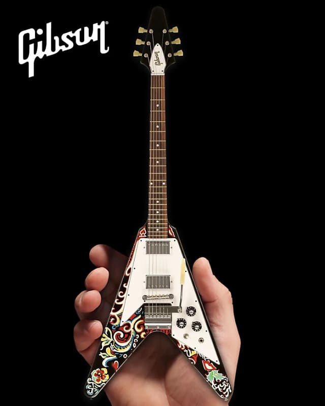 Jimi Hendrix good Ebony Gibson® Flying V Mini Guitar Model Replica Left-Handed Flying V - Official Gibson®