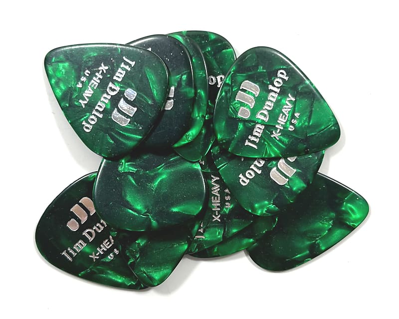 Dunlop Guitar Picks  12 Pack  Celluloid  Green Pearl  Extra Heavy image 1