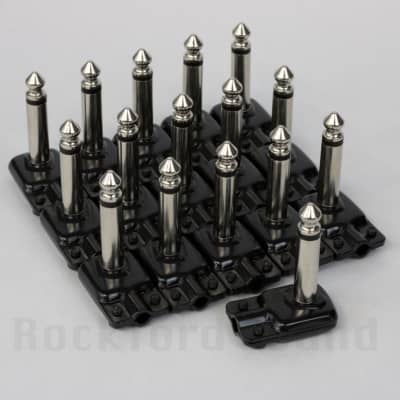 Squareplug SP400BK – 16 pcs Low-Profile ¼” Right Angle Pancake Plugs, Black